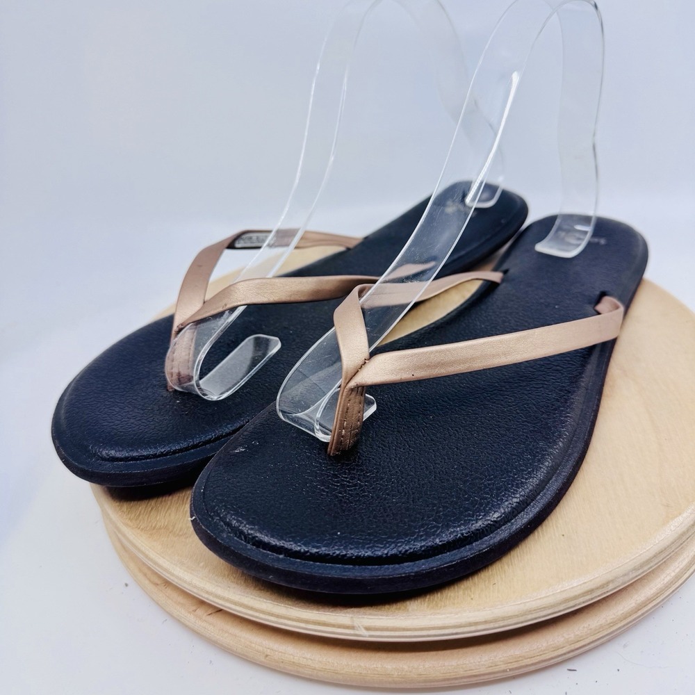 Sanuk Polly Yoga Mat Shoes Womens 10 Gold Metallic Flip Flop Sandals 1092006